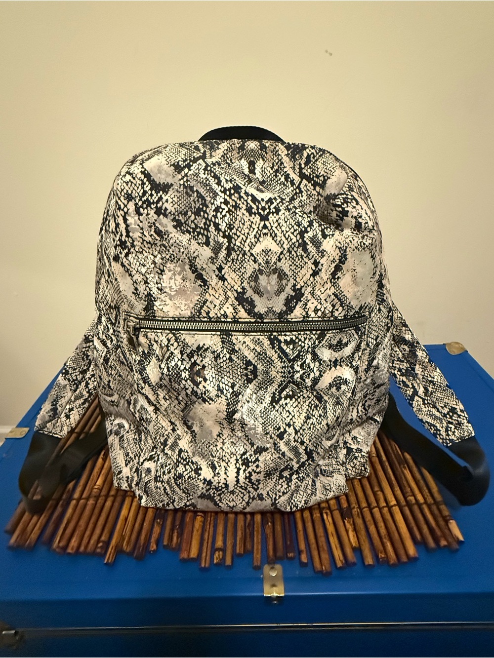 INC International Concepts Snake Print Backpack in Black, White and Tan